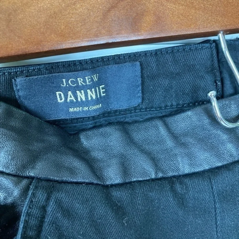 J. Crew Dannie Black High Waisted Leather Trim Waist Skinny Stretch Ankle Pants